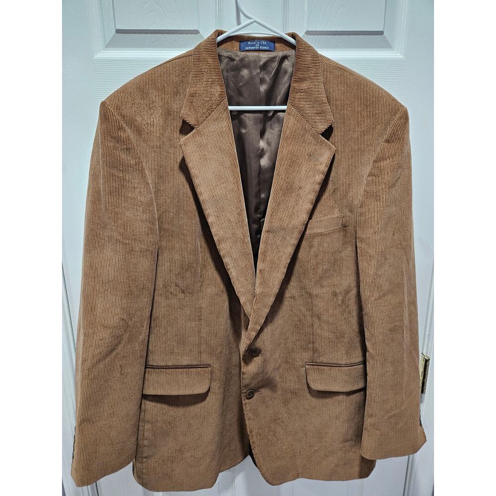 Vintage Lands' End Men Corduroy Blazer Sports Jacket Size 46 L Cotton Tan Brown - Picture 2 of 12
